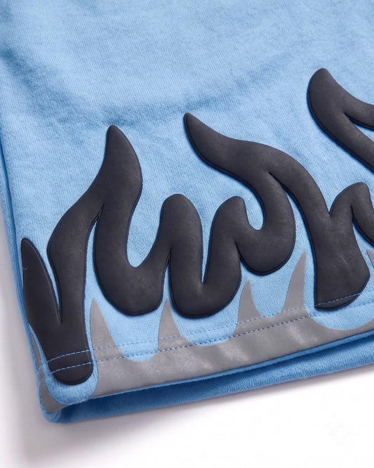 Light blue flame shorts