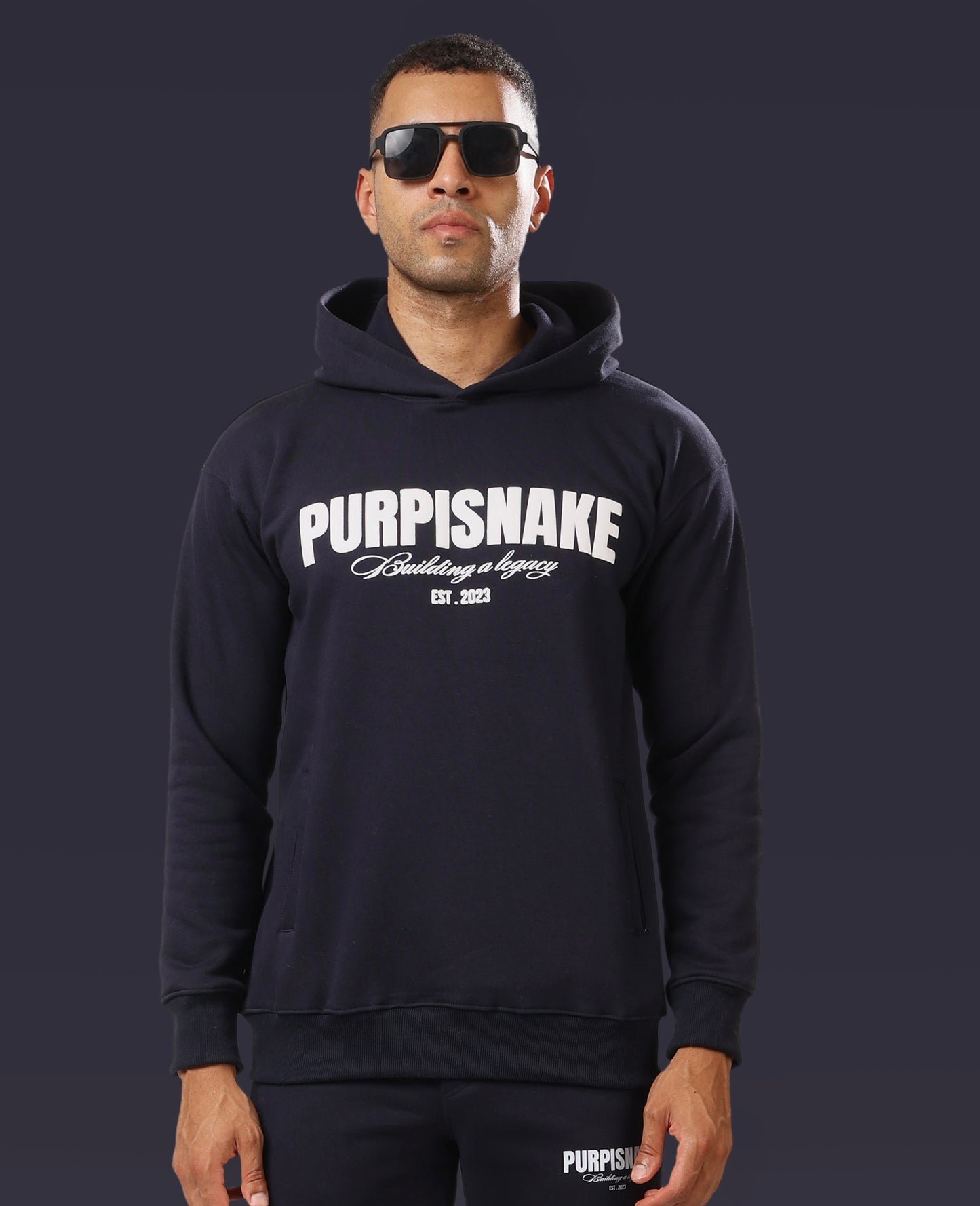 Navy melange hoodie