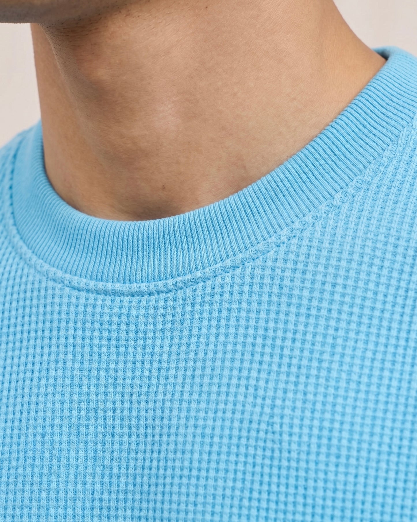 Waffle tank light blue
