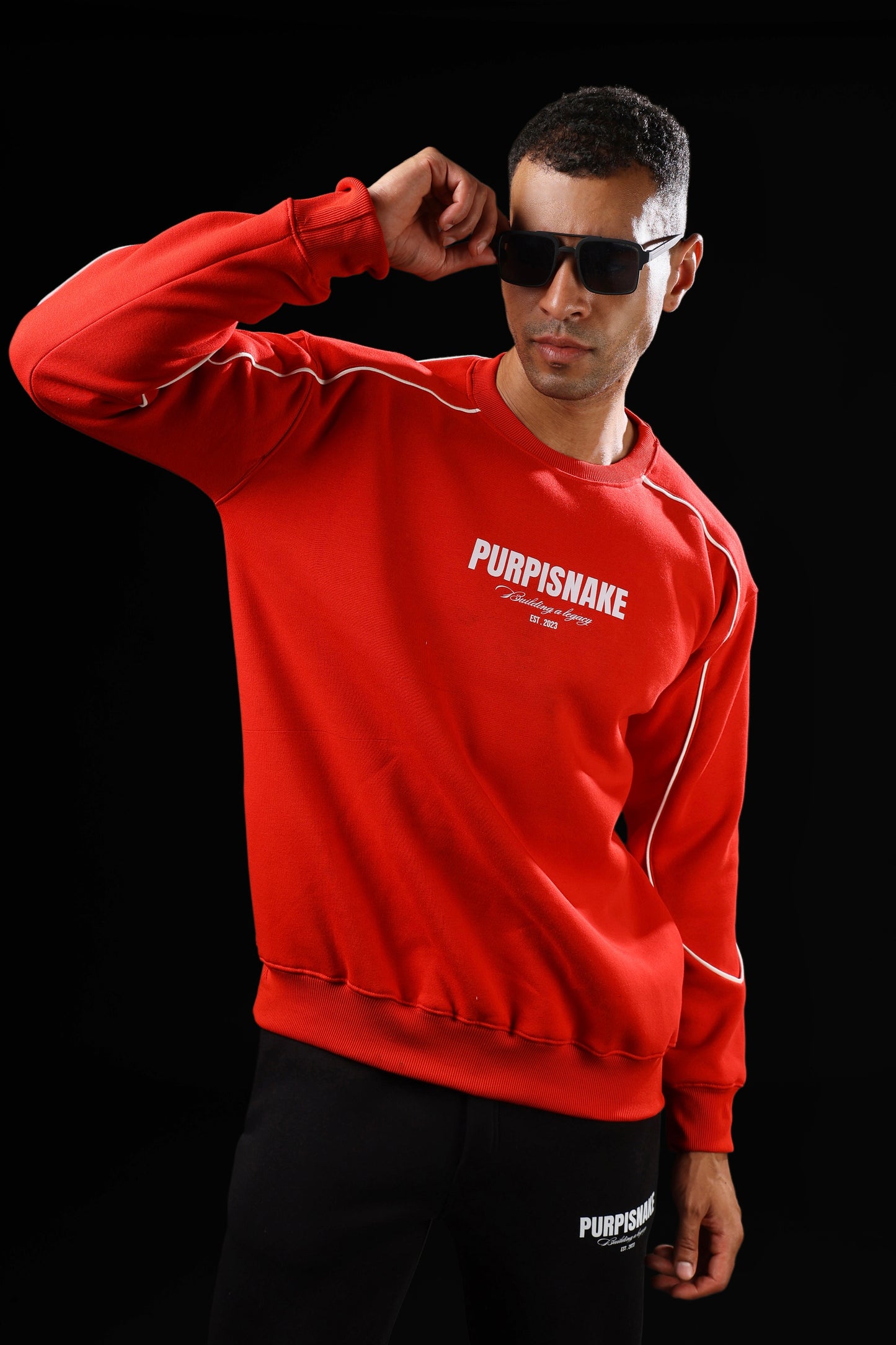 Red piping sweatshirt