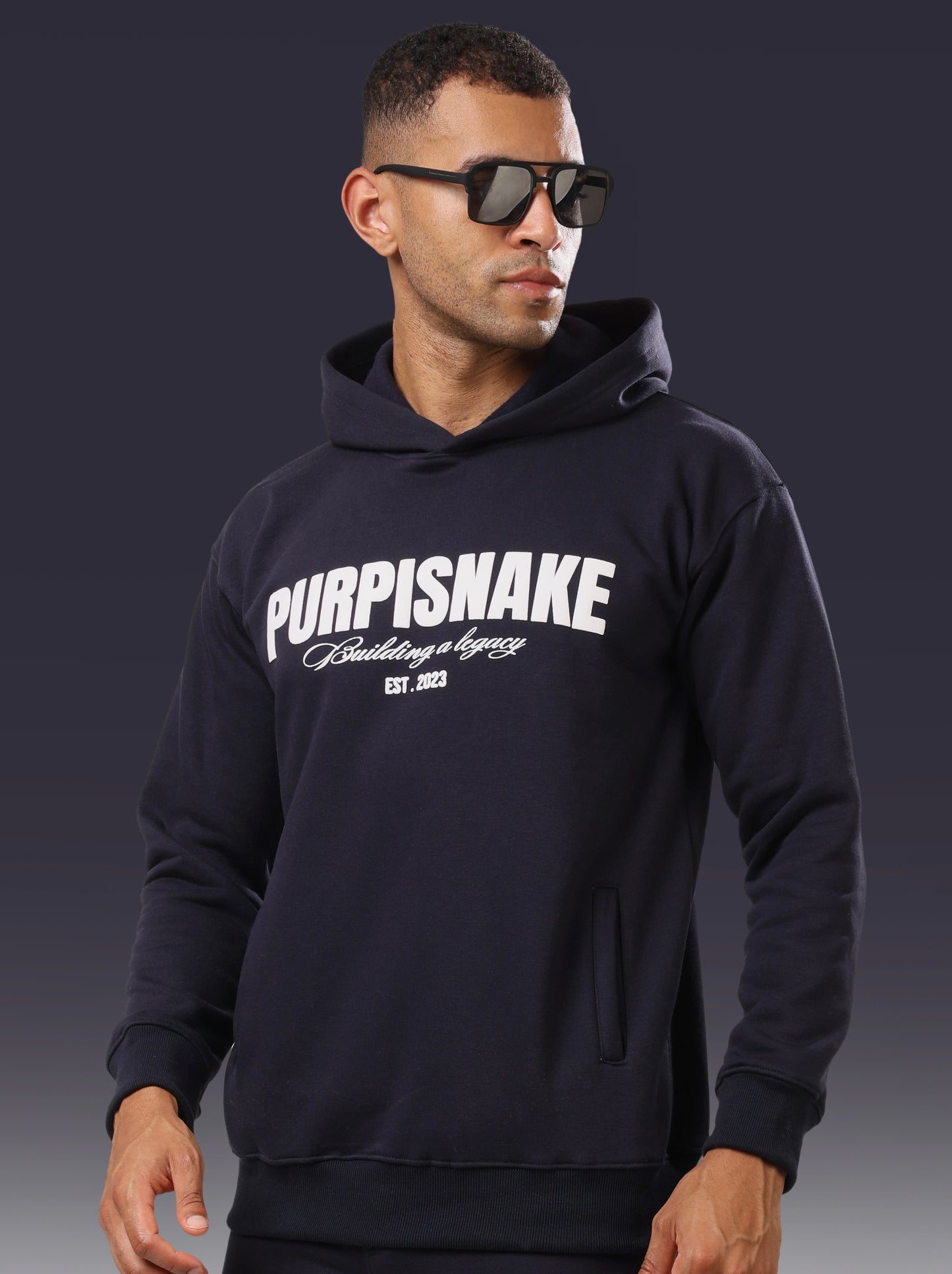 Navy melange hoodie