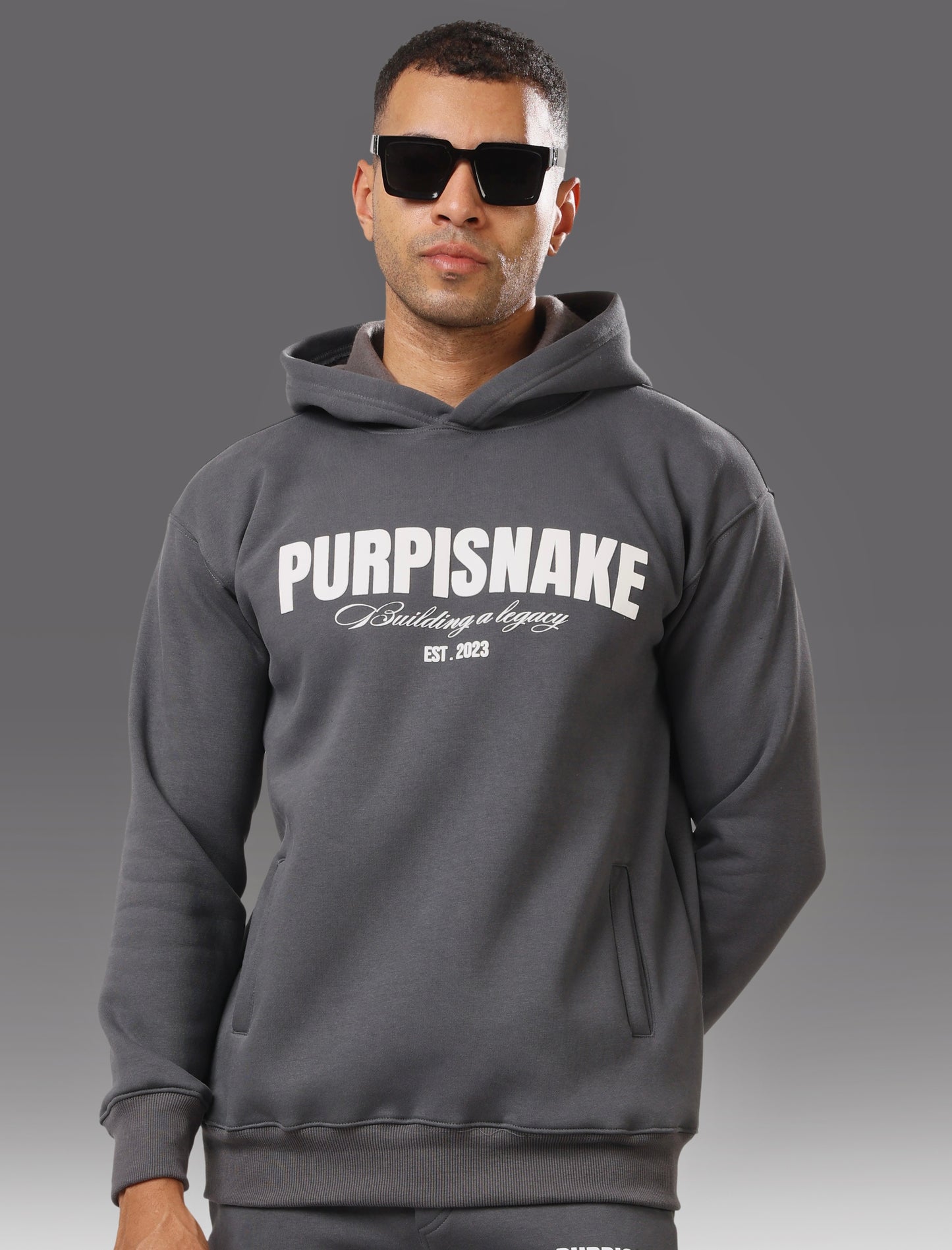 Grey melange hoodie