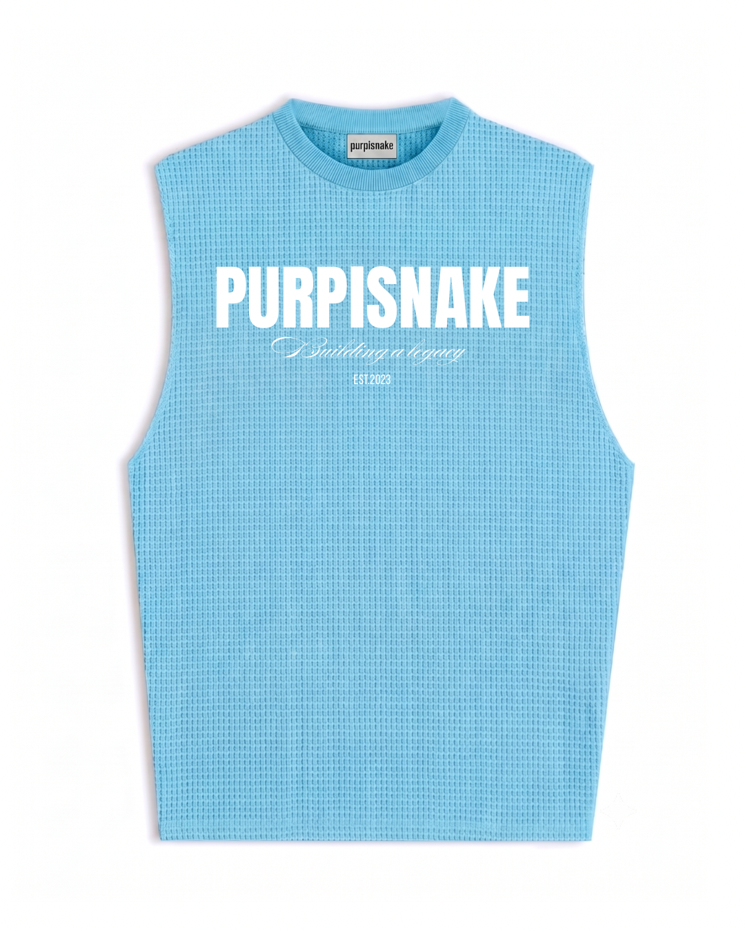 Waffle tank light blue