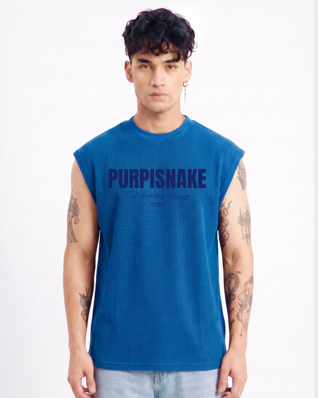 Waffle tank Royal Blue
